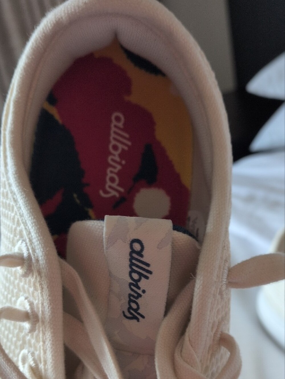allbirds Cream Knit Lace-Up Sneakers with Multicolor Insole - Picture 3 of 4